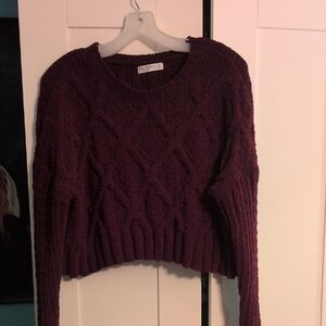 Arizona Jean Company Women's Burgundy Cable Knit Sweater